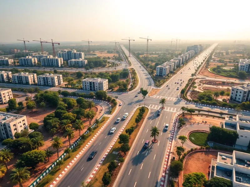 Aerial view of a growing planned residential development near Chandigarh